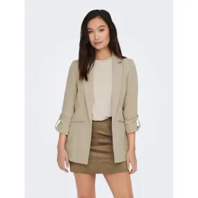 Blazer Col à revers Long beige | 3 Suisses