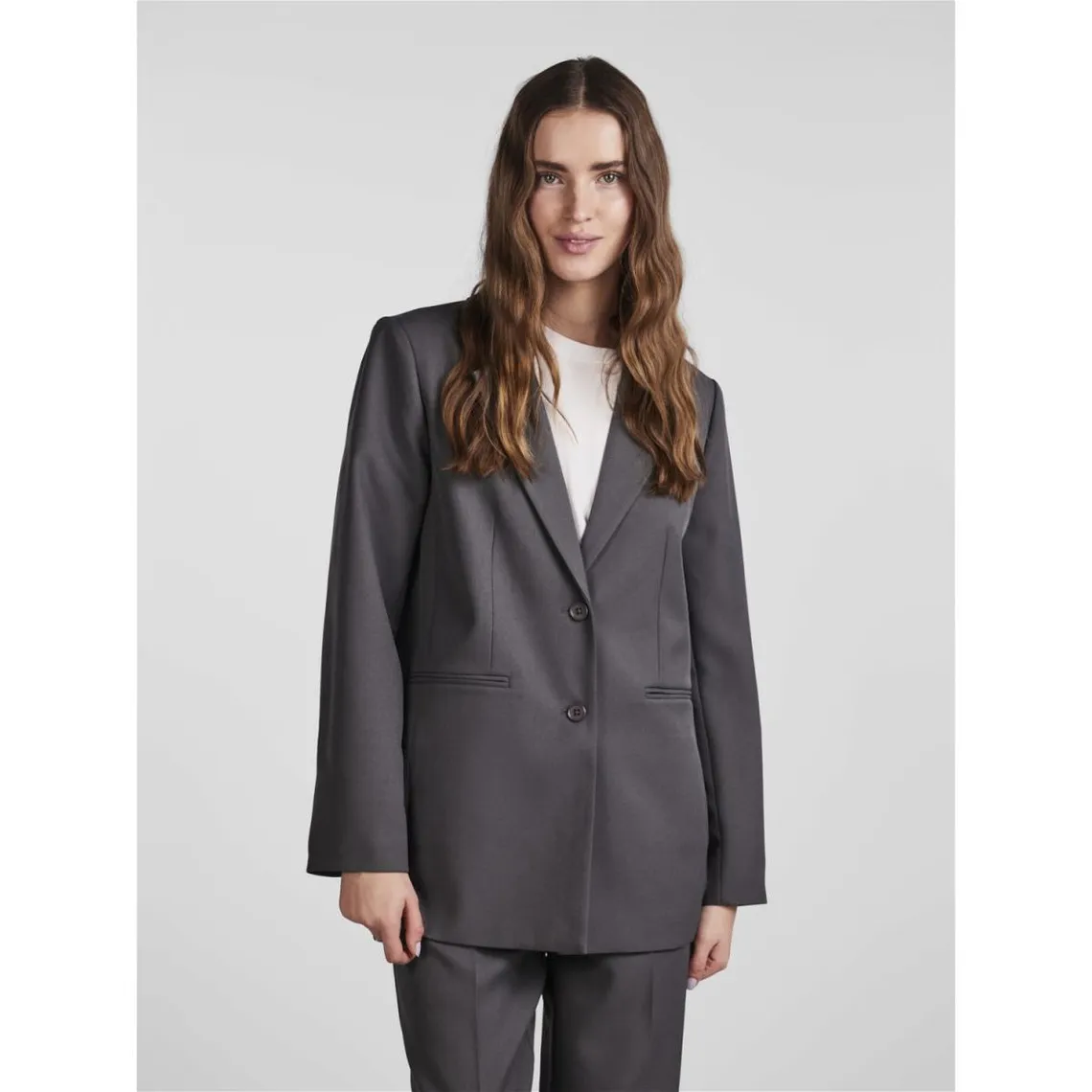 Blazer oversize fit col à revers gris Fleur | 3 Suisses