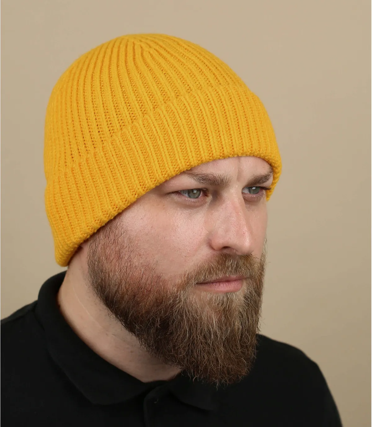 bonnet revers jaune - Engineered Knit Ribbed Beanie sun yellow : Headict