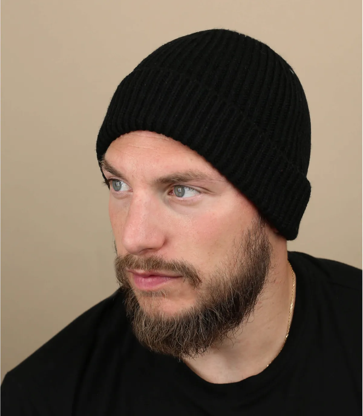Bonnet revers noir - Engineered Knit Ribbed Beanie black : Headict