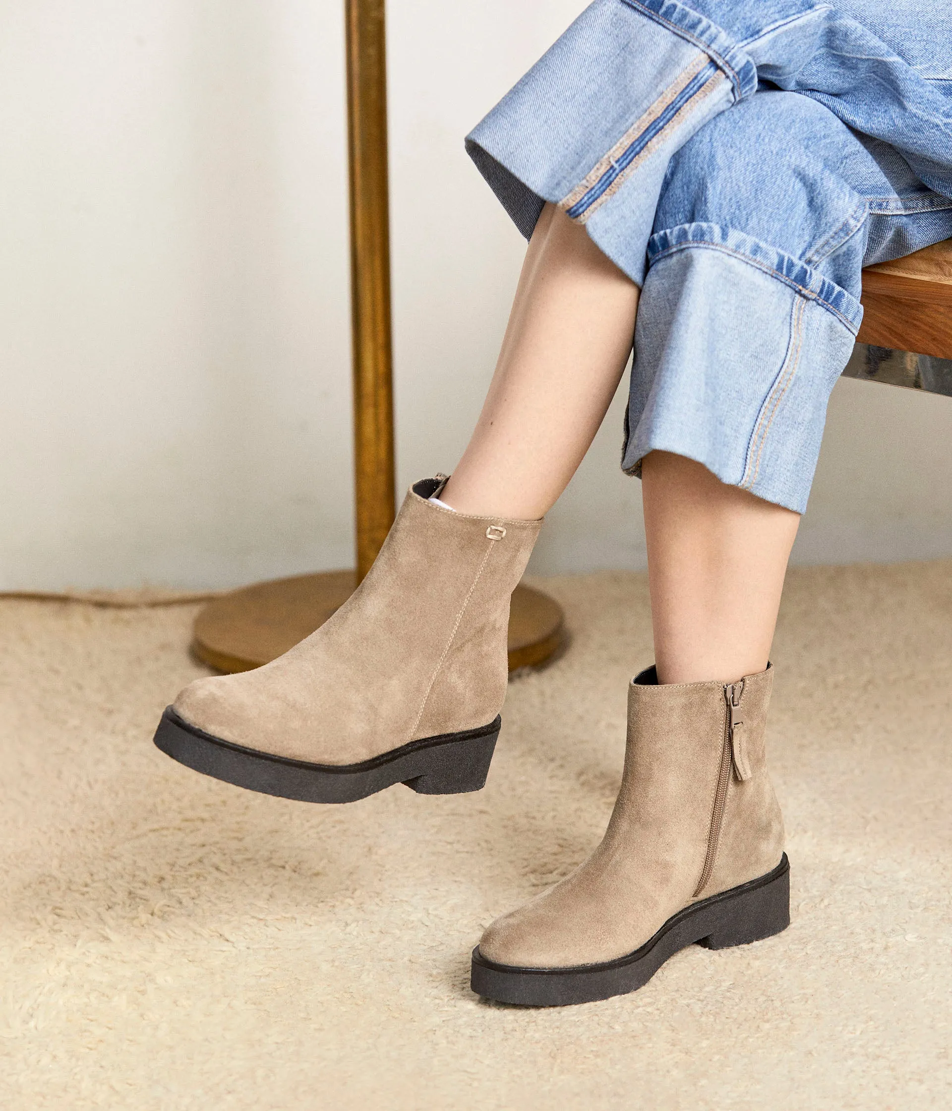 Boots cuir velours Isaure