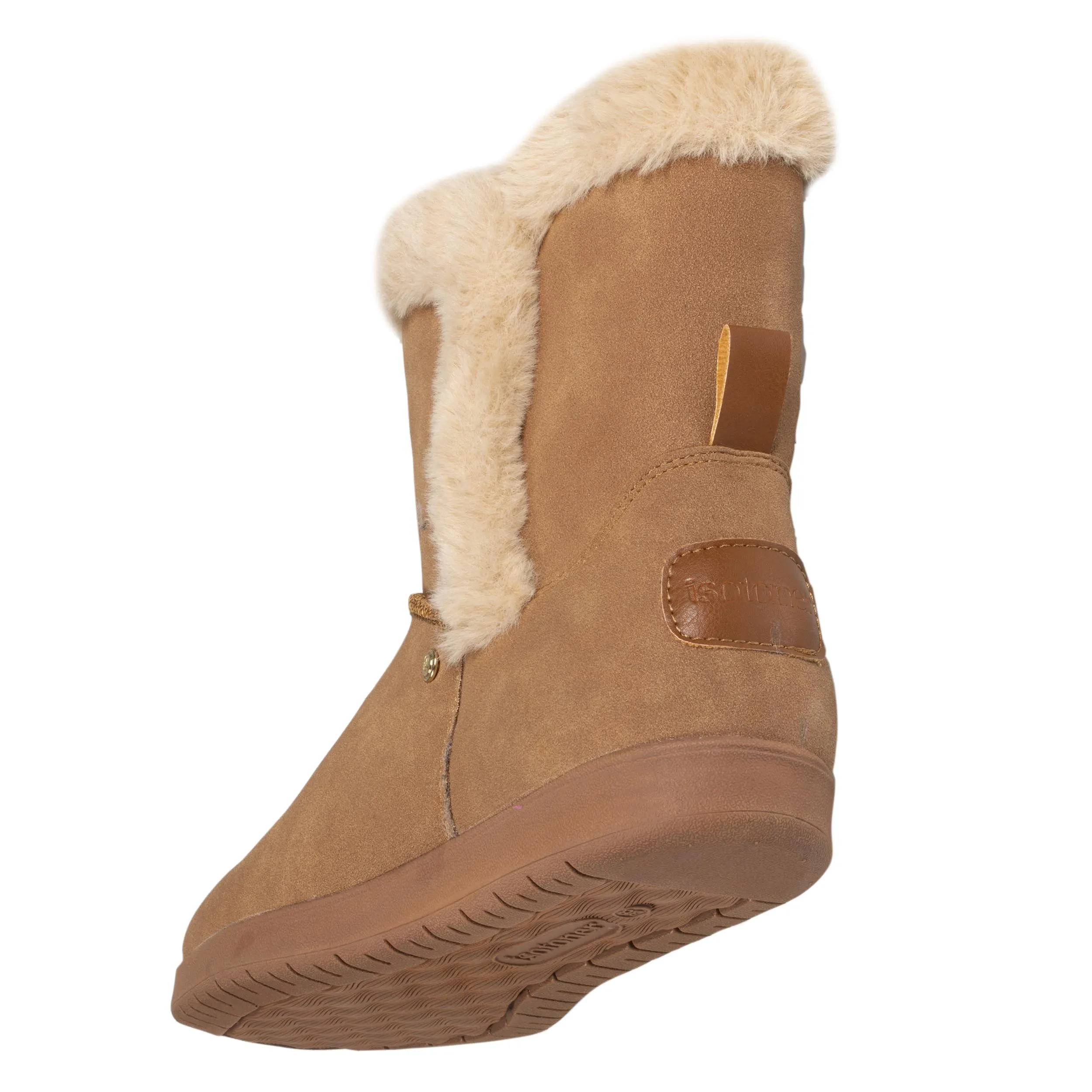 Bottines Femme fourrées avec revers Camel