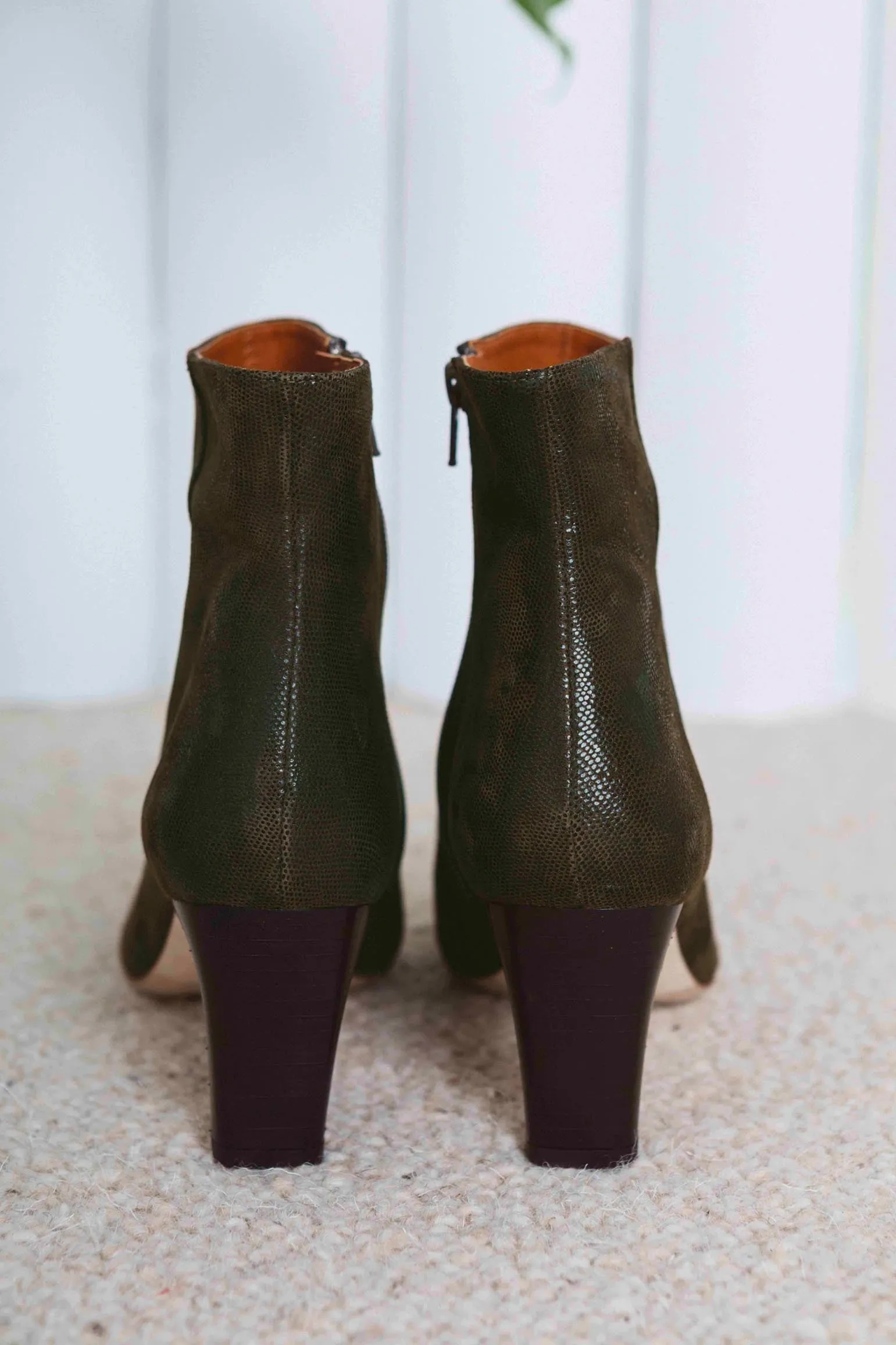 Bottines Swann kaki velours reptile