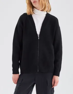 Cardigan noir tricot message dos Femme