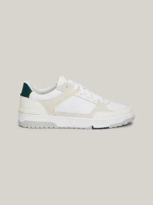 Chaussures de basket multitextures en cuir | Blanc | Tommy Hilfiger