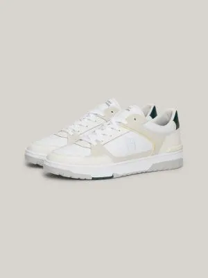Chaussures de basket multitextures en cuir | Blanc | Tommy Hilfiger