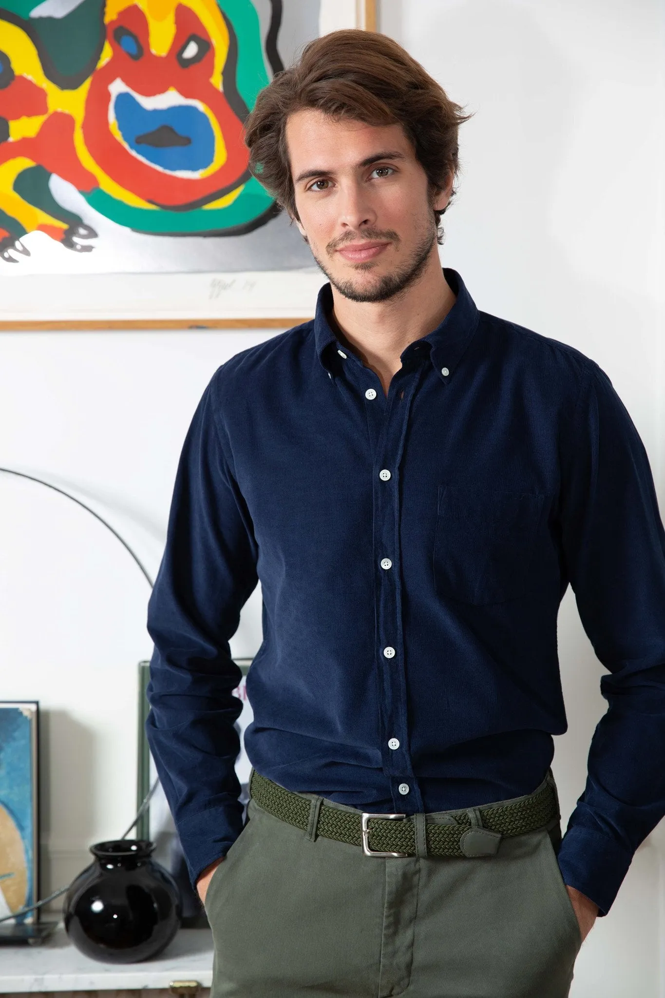 Chemise Clovis en velours - Marine