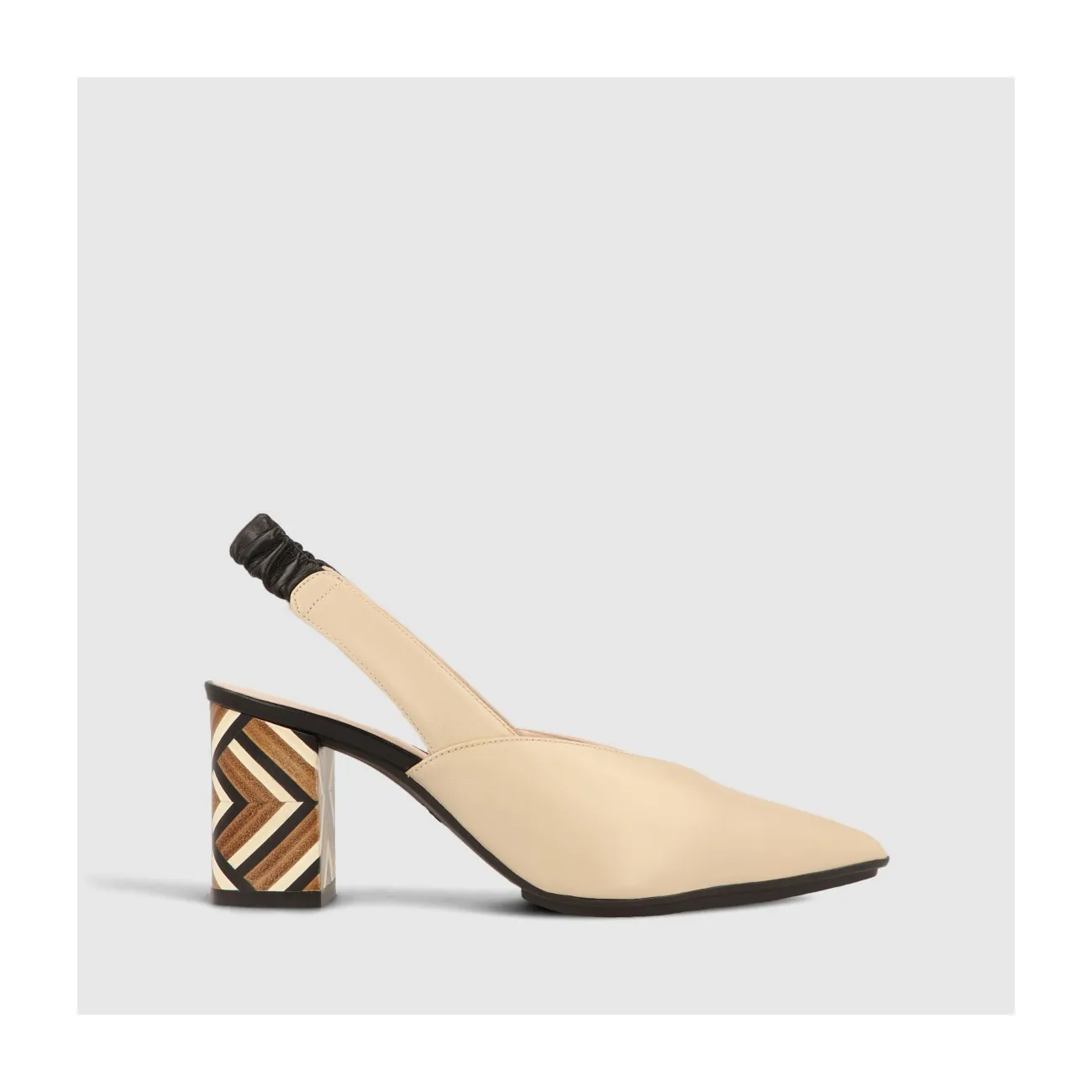 Escarpin talon ouvert Modesta-ro en cuir lisse nude avec bride élastique ajustée au talon | LODI Chaussures pour femme en ligne