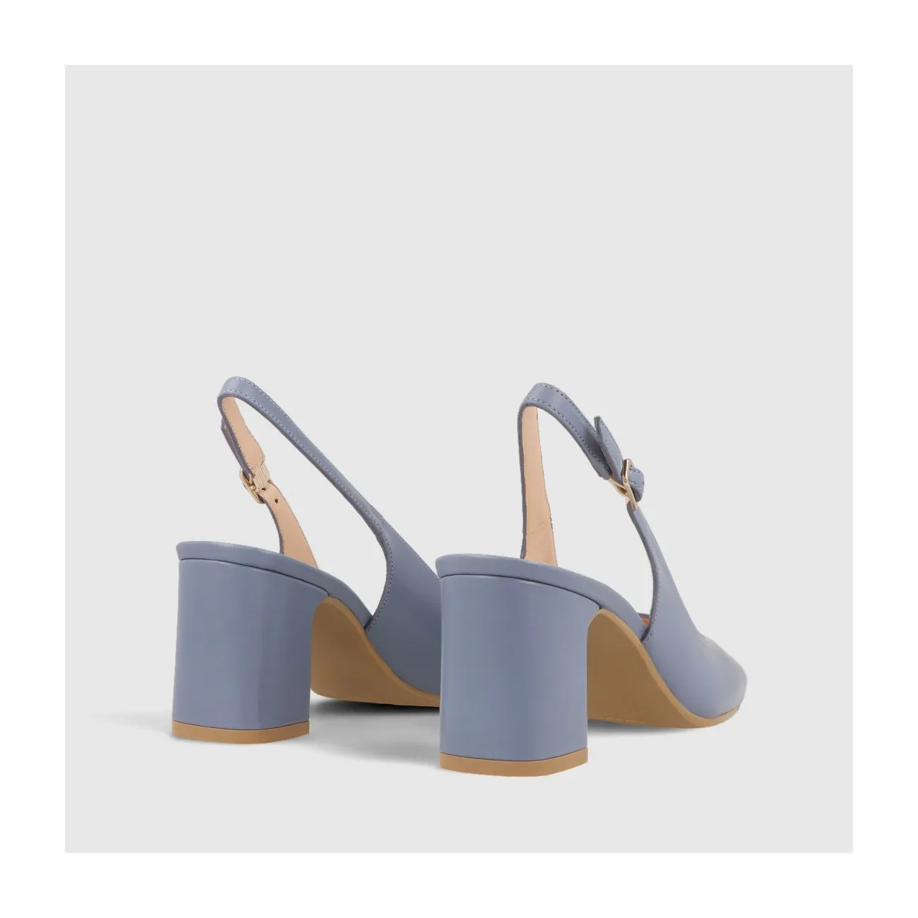 Escarpin talon ouvert Omeyo en cuir bleu | LODI Chaussures pour femme en ligne.