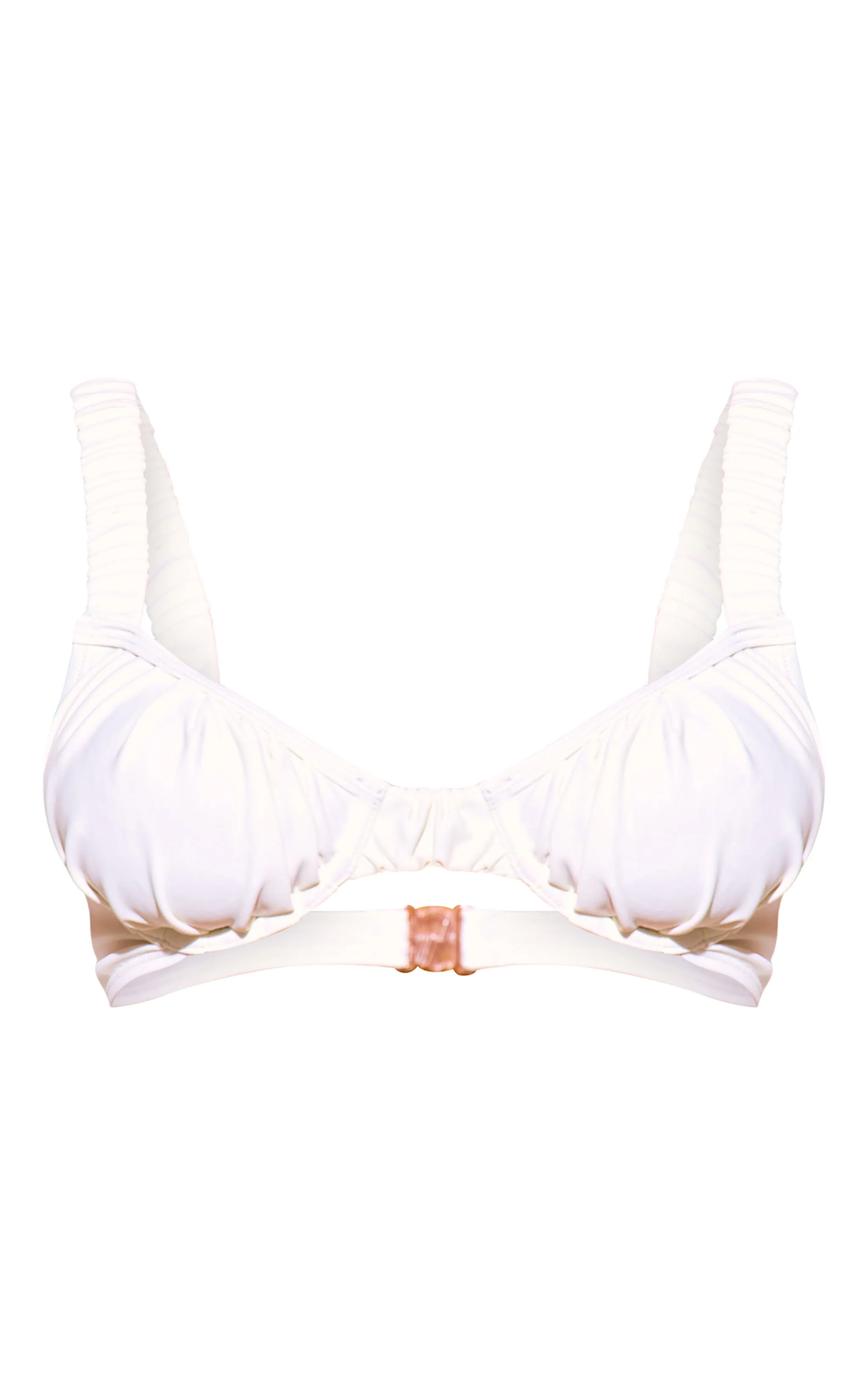 Haut de maillot de bain crème froncé à armatures