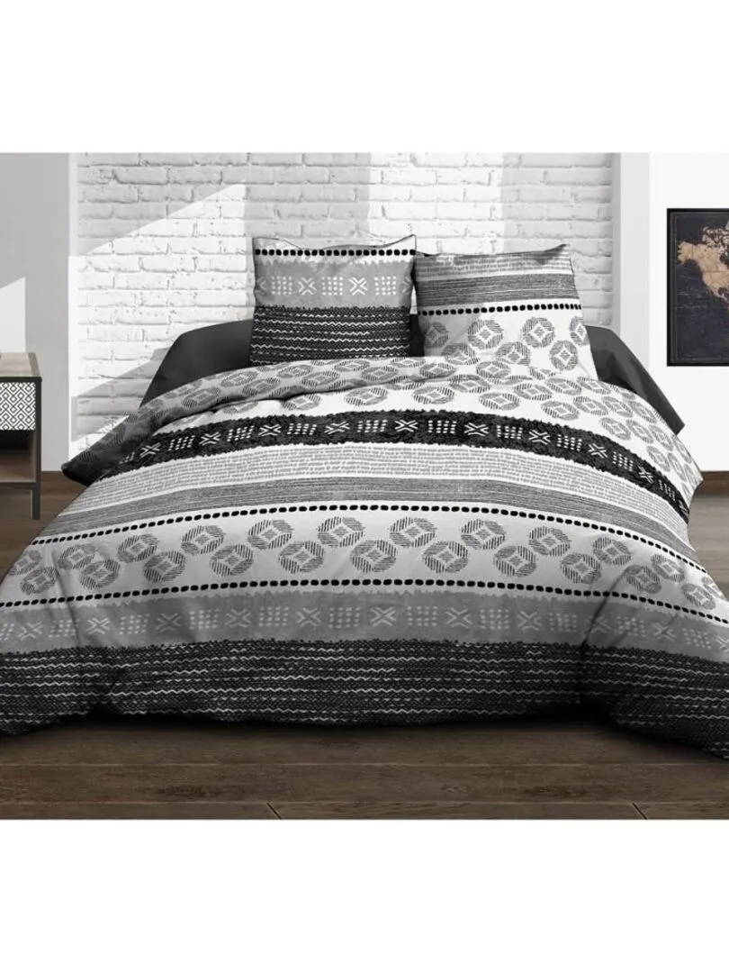 Housse de couette  Yuma gris + taie(s) coton 57 fils - Gris