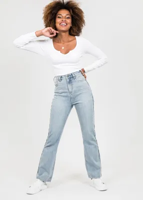 Jean droit bleu clair