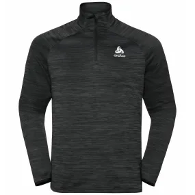 Manches Longues Odlo Men Mid Layer 1/2 Zip Run Easy Warm Black Melange