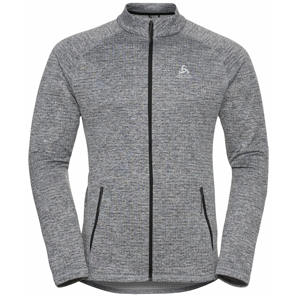 Manches Longues Odlo Men Mid Layer Full Zip Tencia Grey Melange