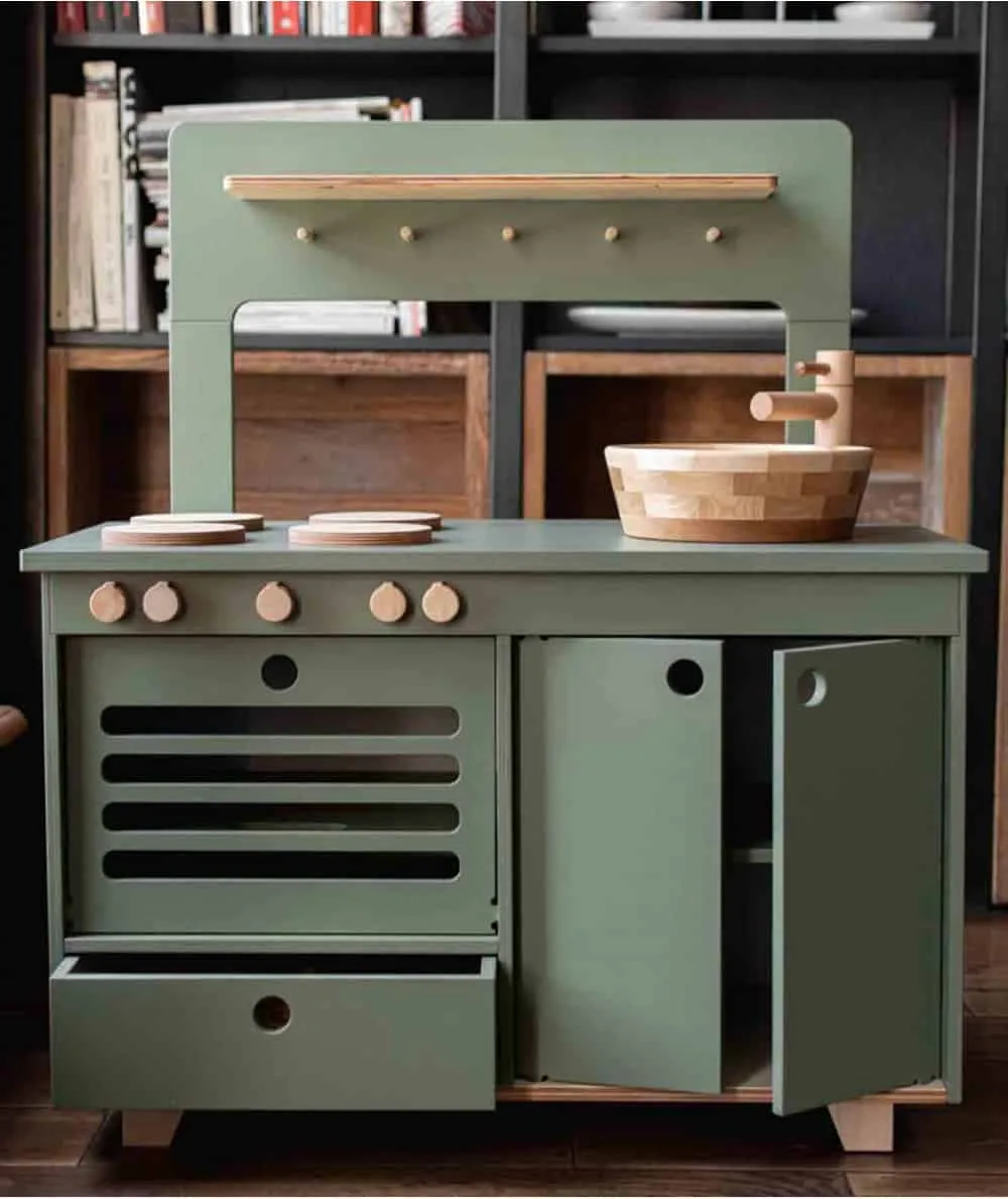 Midmini : Cuisine de jeu en bois "Zoé" fabriquée main - 100% Ecoresponsable - Mer(e)veilleuse