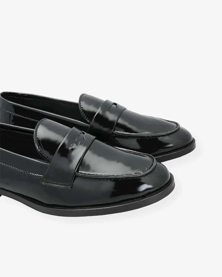 Mocassin chic vernis noir femme | Elda | Adige Chaussures