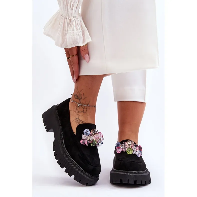 PS1 Mocassins Cristal Femme Noir Avril le noir