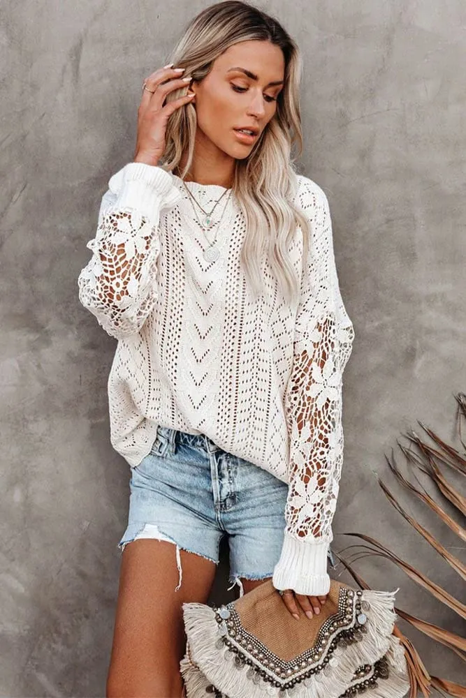 Pull Tricot Dentelle Femme