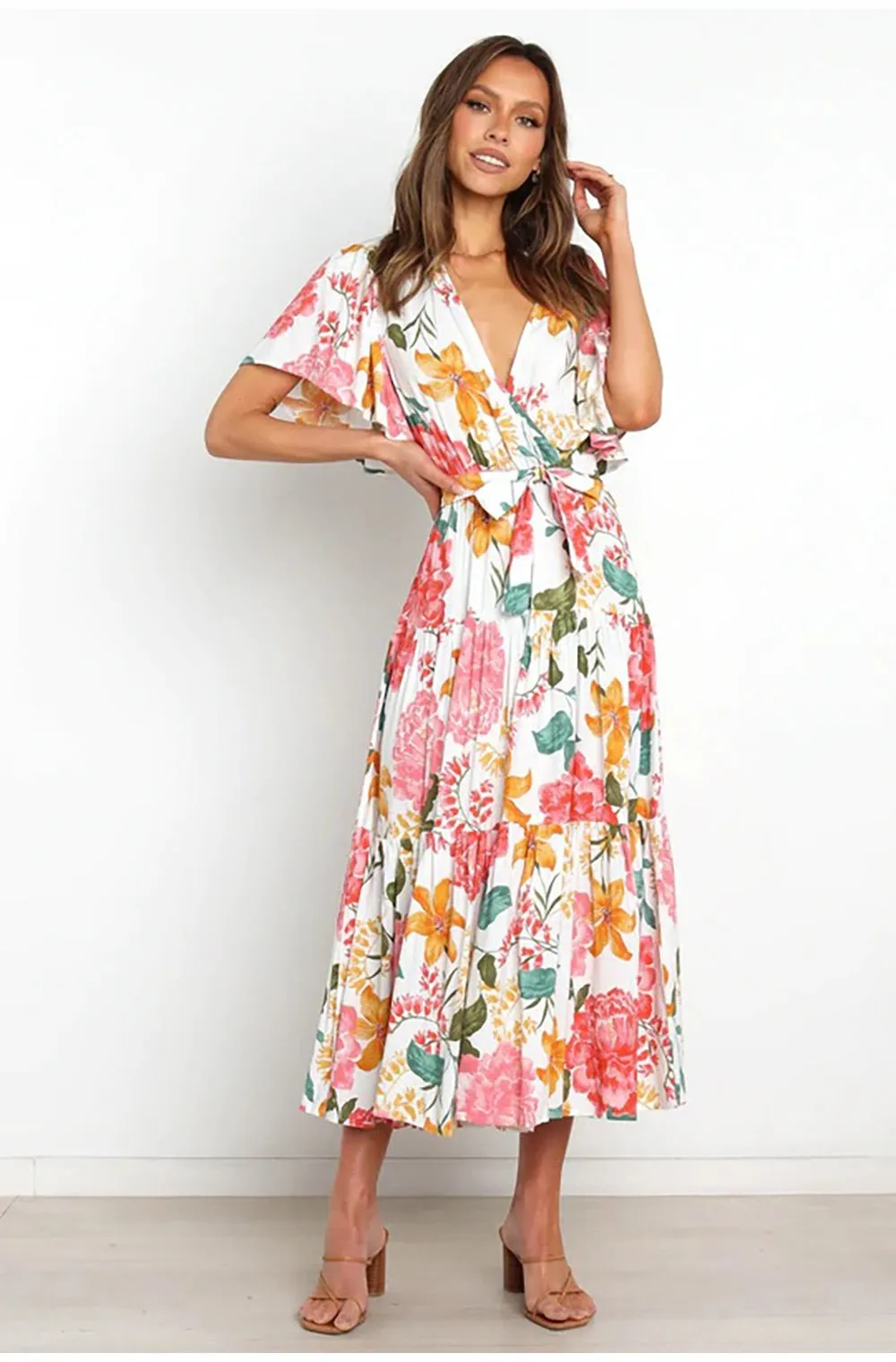 Robe Longue avec des Fleurs