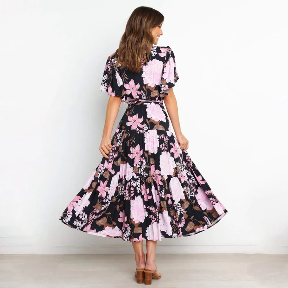 Robe Longue avec des Fleurs