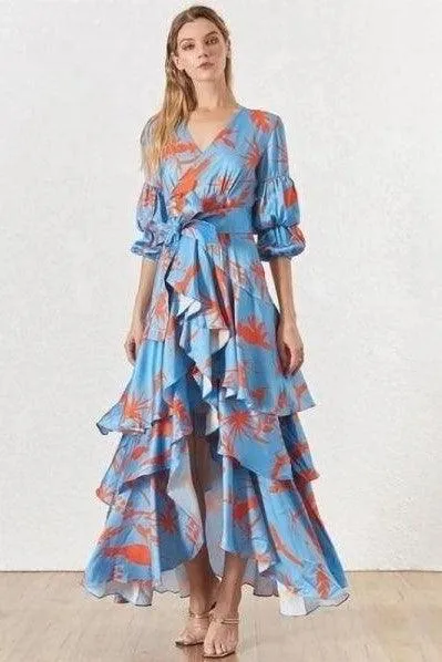 Robe longue bohème chic bleu