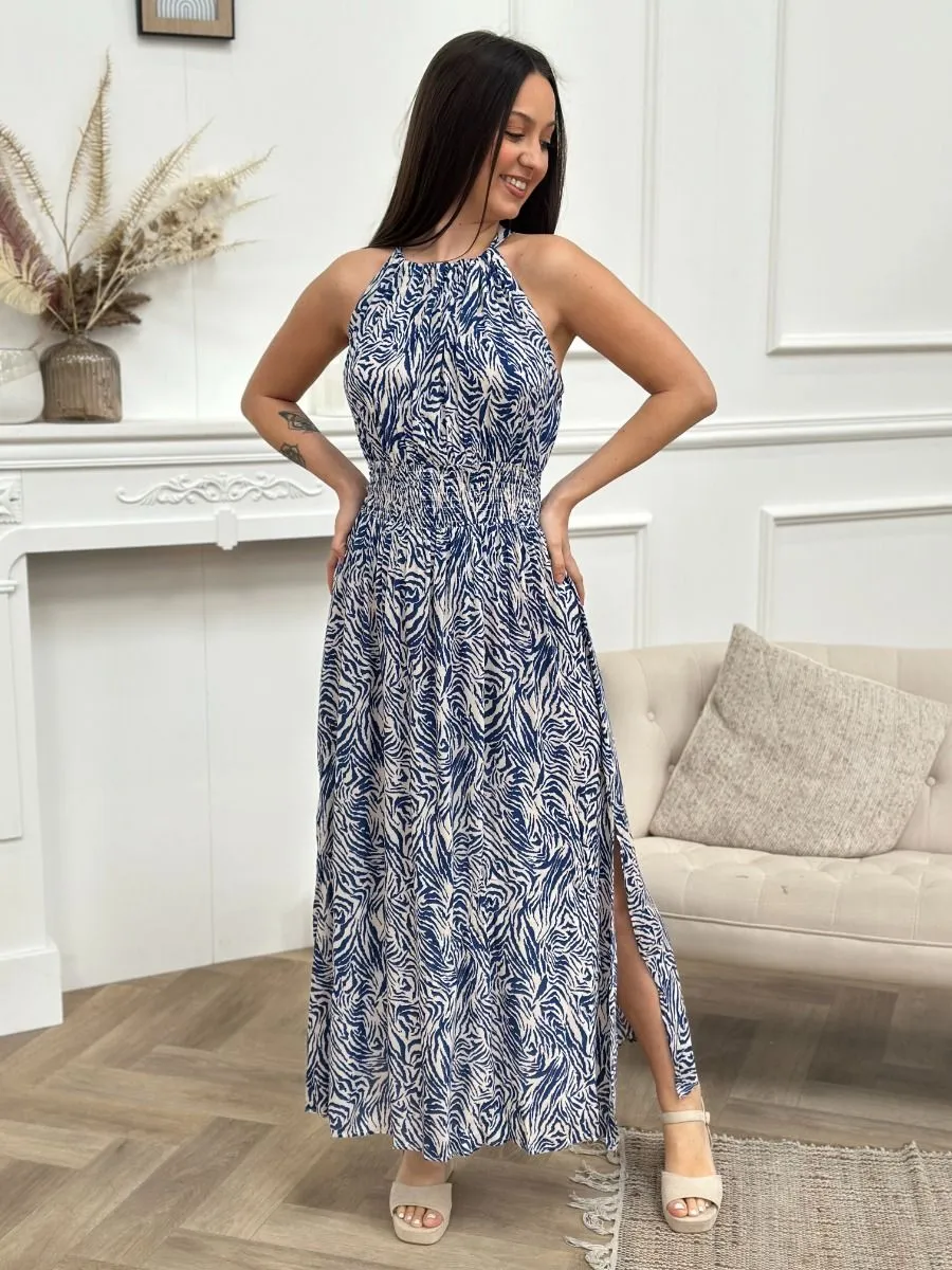Robe longue Flora Bleu