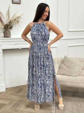 Robe longue Flora Bleu