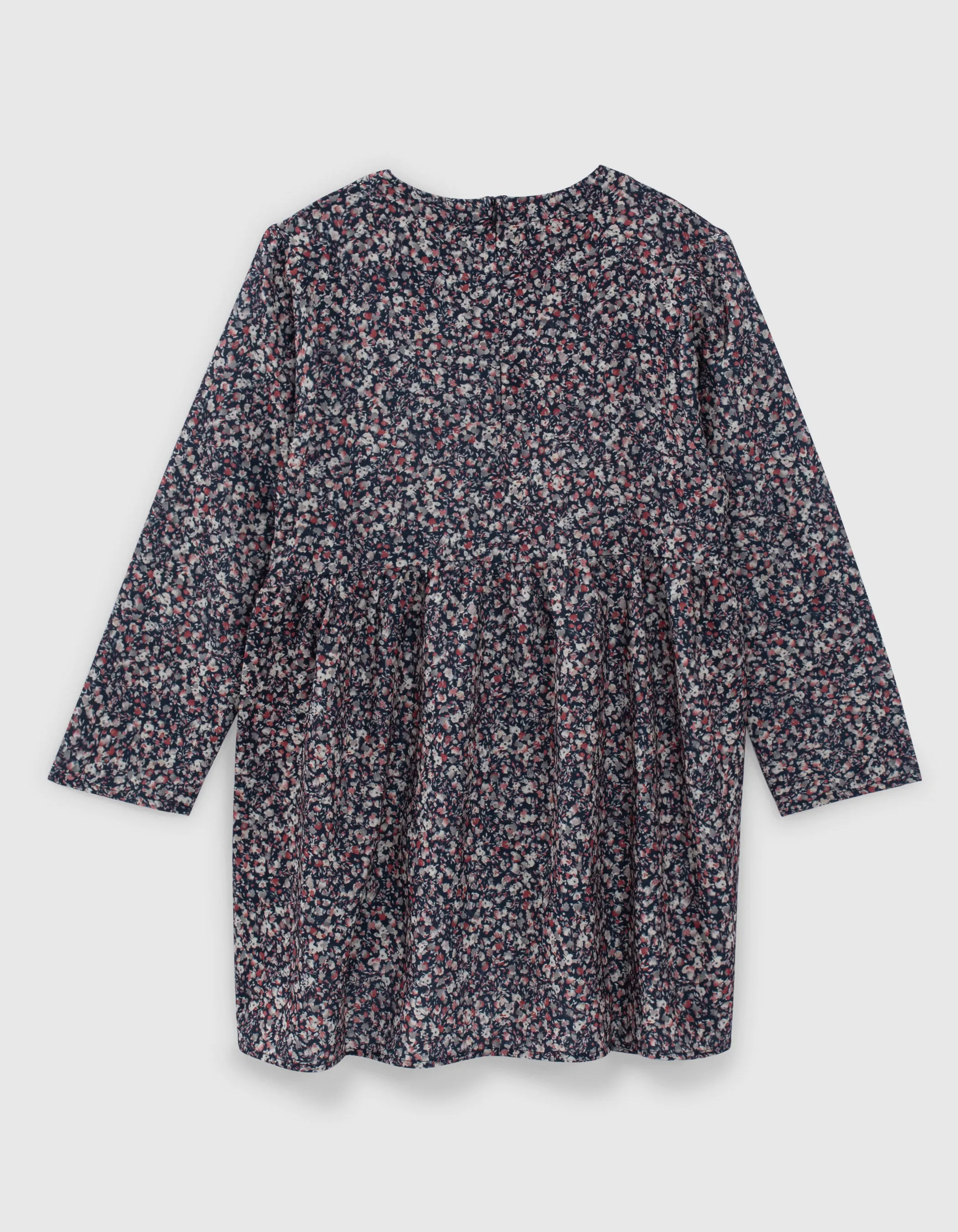 Robe navy foncé imprimé micro fleurs fille
