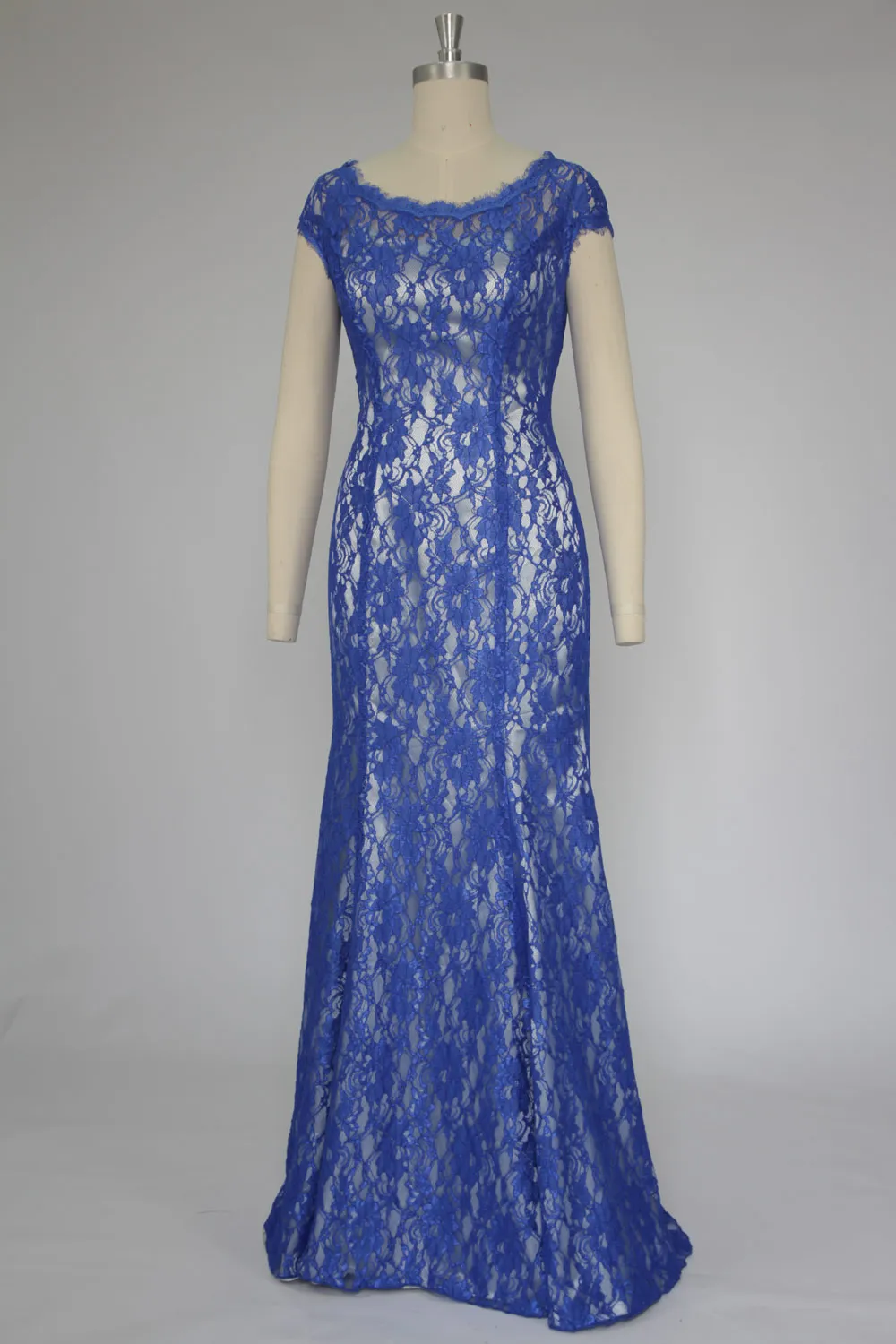 Robe noire Popular Stacy dentelle sirène col bateau