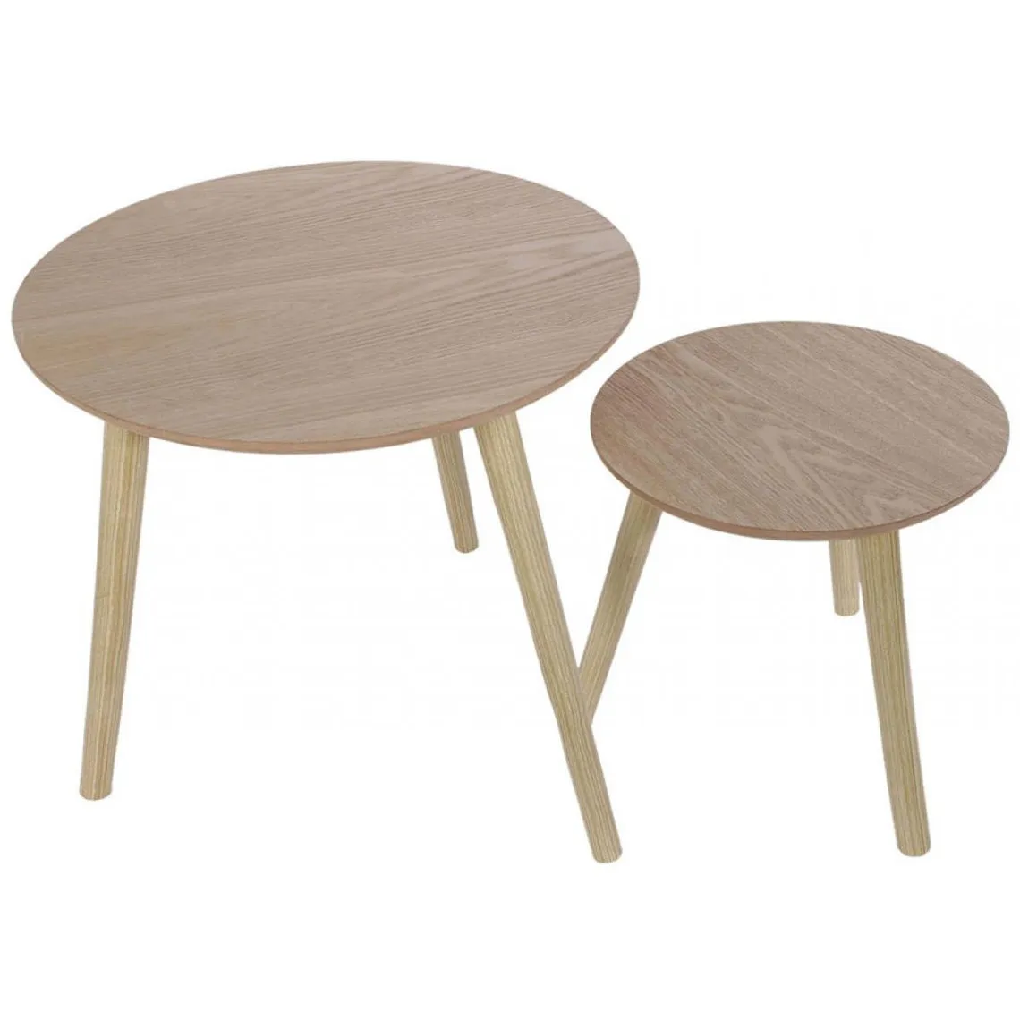 Set de 2 Tables Gigognes Rondes en Bois TOMMY | Table basse 3 SUISSES