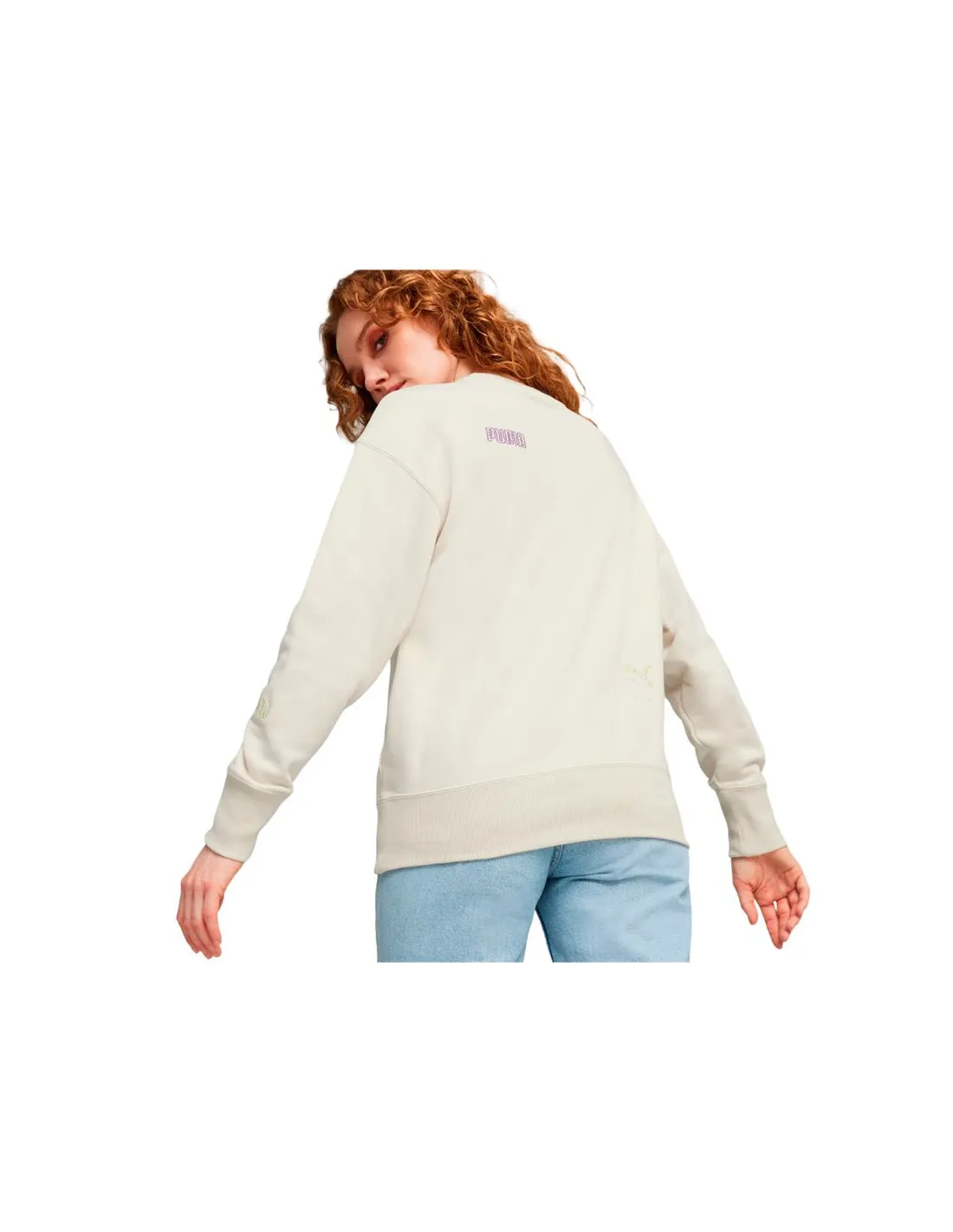 Sweat Puma CLASSICS BRAND LOVE Femme Beige
