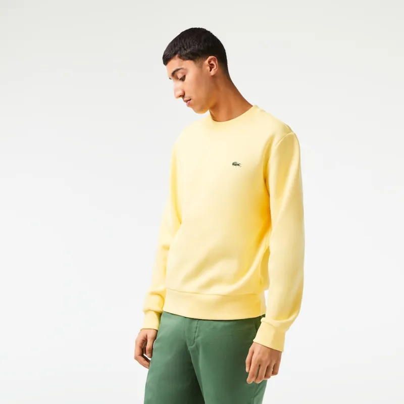 SWEATSHIRT HOMME LACOSTE EN MOLLETTON GRATTÉ DE COTON BIOLOGIQUE JAUNE