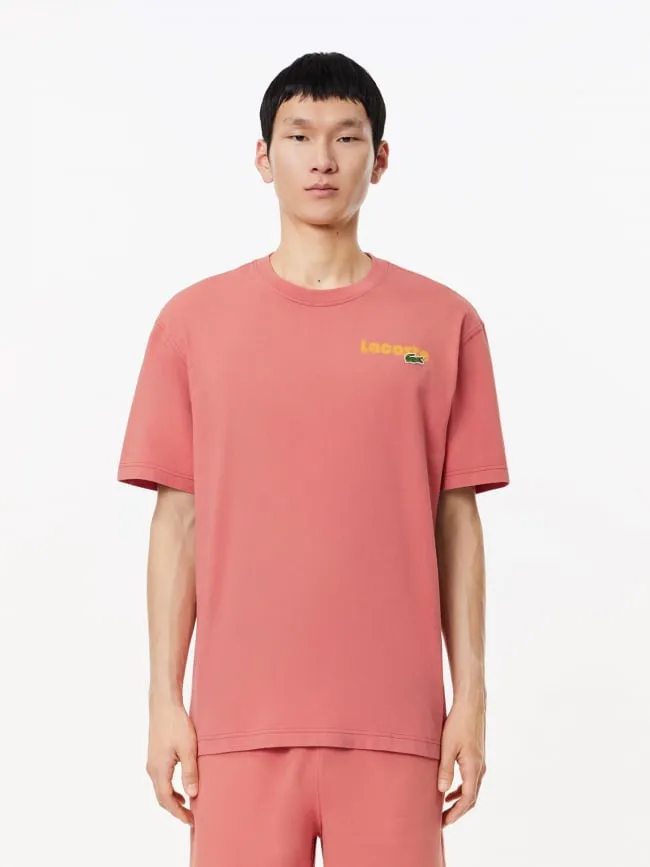 T-shirt logo brodé dos imprimé vieux rose homme - Lacoste | wimod