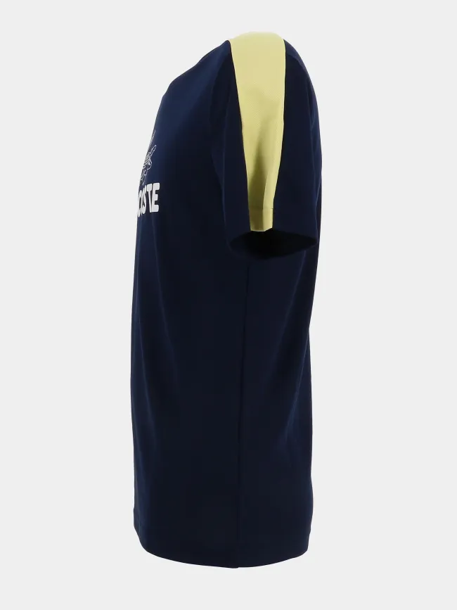 T-shirt logo ultra dry jaune bleu marine homme - Lacoste | wimod