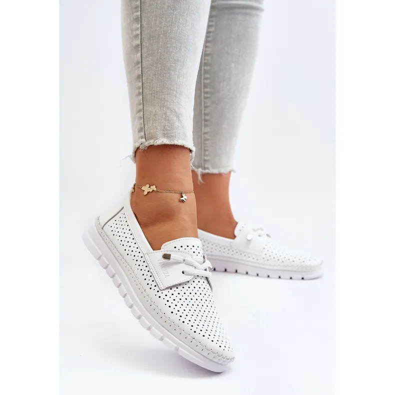 Vinceza Chaussures Femme En Cuir Ajouré, Darnissa Blanc blanche